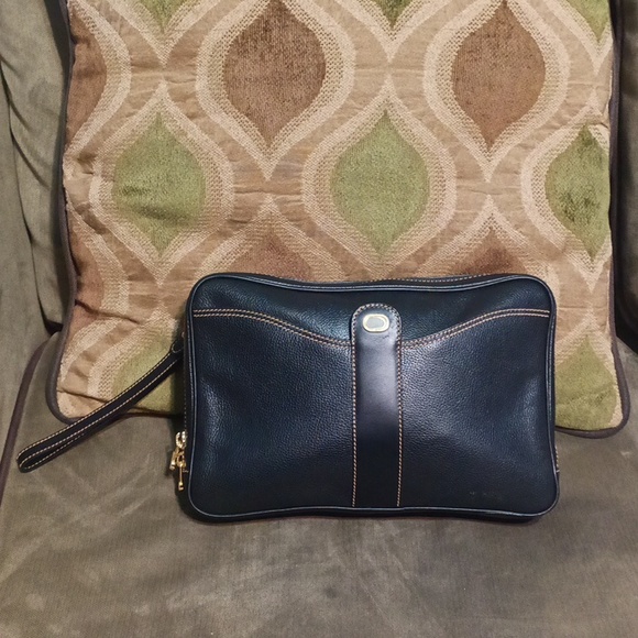 Authentic Dunhill Women's genuine black leather clutch bag